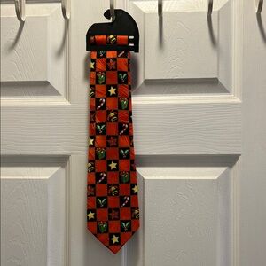 Festive Red Patterned Christmas Tie